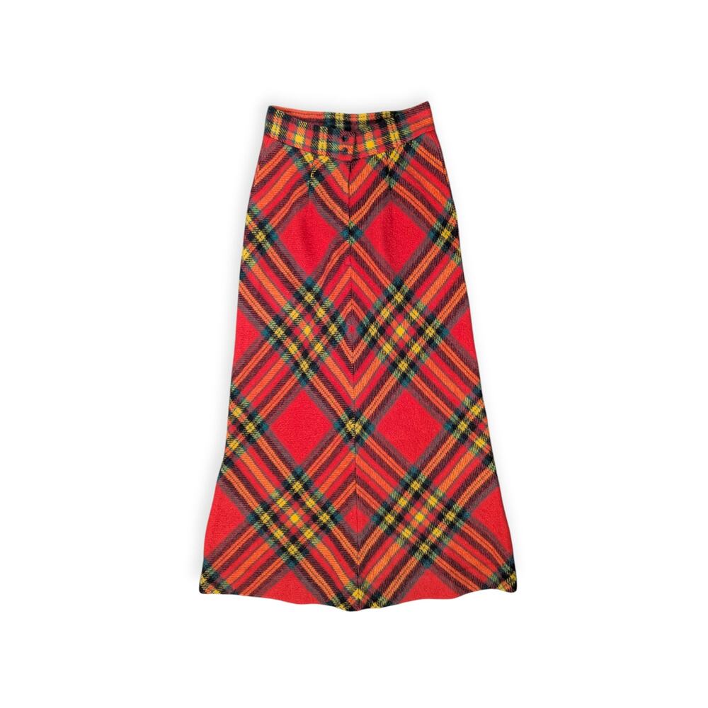 Joanna Nelson 70s Wool Plaid Maxi Skirt ~ Red Green Yellow Black